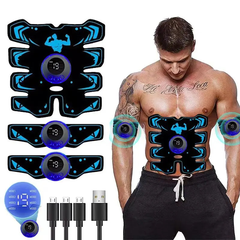 USB Rechargable EMS Muscle Stimulator ABS Arm 3 IN 1 Trainer Pad Wireless Smart
