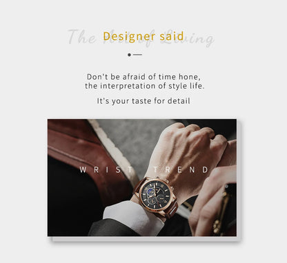 2024 New Mens Watches LIGE Top Brand Luxury Leather Casual Quartz Watch
