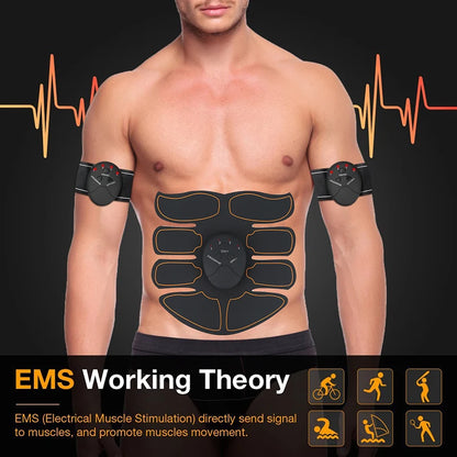 Fitness Gel Pads Abdominal ABS EMS Trainer Weight Loss Muscle Stimulator