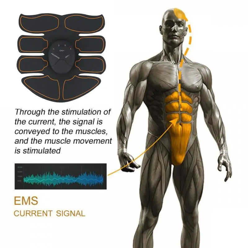 Fitness Gel Pads Abdominal ABS EMS Trainer Weight Loss Muscle Stimulator