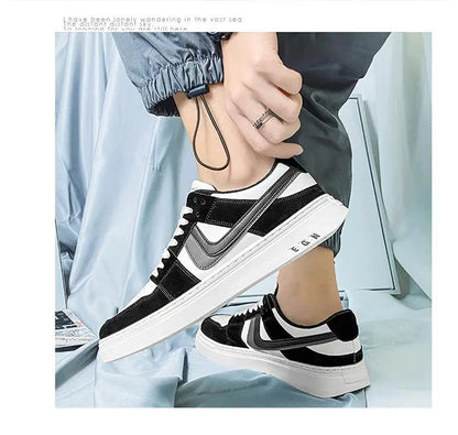 2024 Spring/Summer New Men's Fashion Casual Board Shoes Color Blocking Lace Up