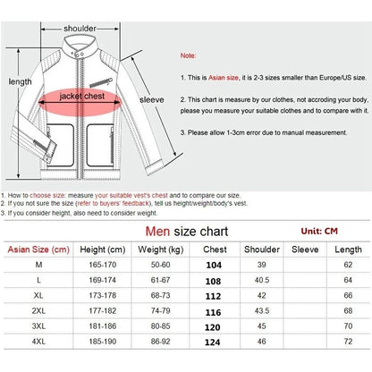 Mens Vest Jacket Warm Sleeveless Jackets Winter Waterproof Zipper Coat Autumn