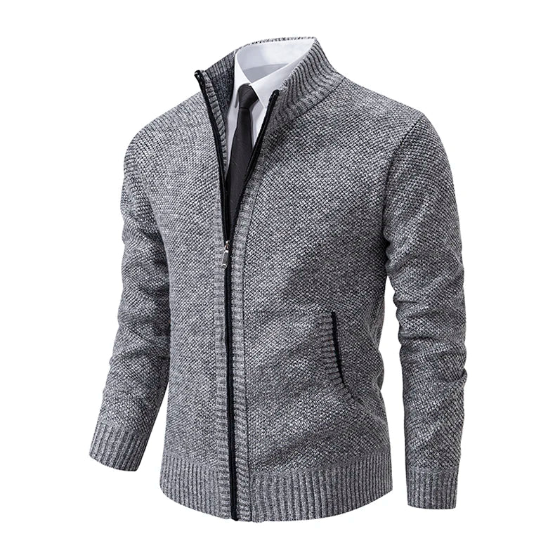 Autumn And Winter New Jersey Men's Casual Sports Coat Solid Color Stand Collar