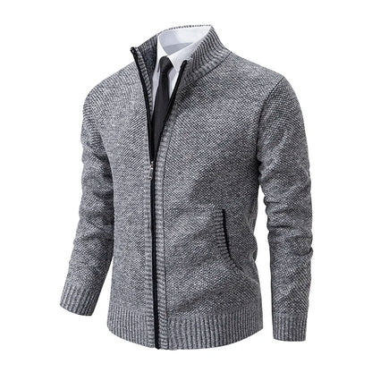 Autumn And Winter New Jersey Men's Casual Sports Coat Solid Color Stand Collar