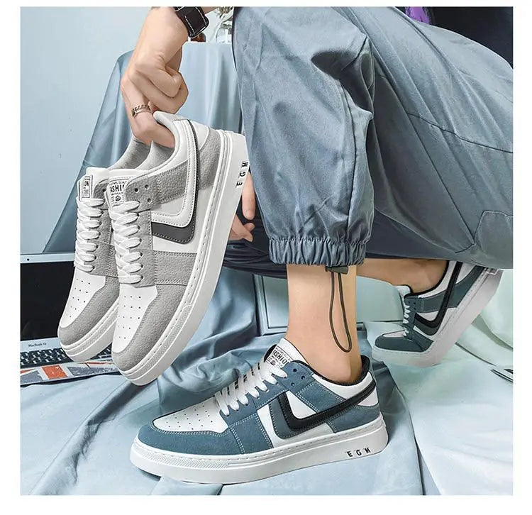 2024 Spring/Summer New Men's Fashion Casual Board Shoes Color Blocking Lace Up