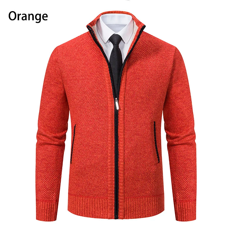 Autumn And Winter New Jersey Men's Casual Sports Coat Solid Color Stand Collar