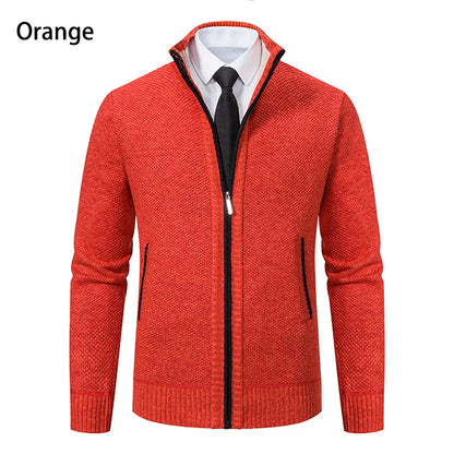 Autumn And Winter New Jersey Men's Casual Sports Coat Solid Color Stand Collar