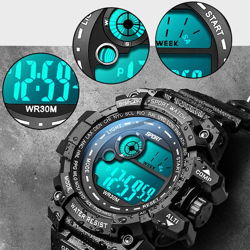 New Men LED Digital Watches Luminous Fashion Sport Waterproof Watches For Man