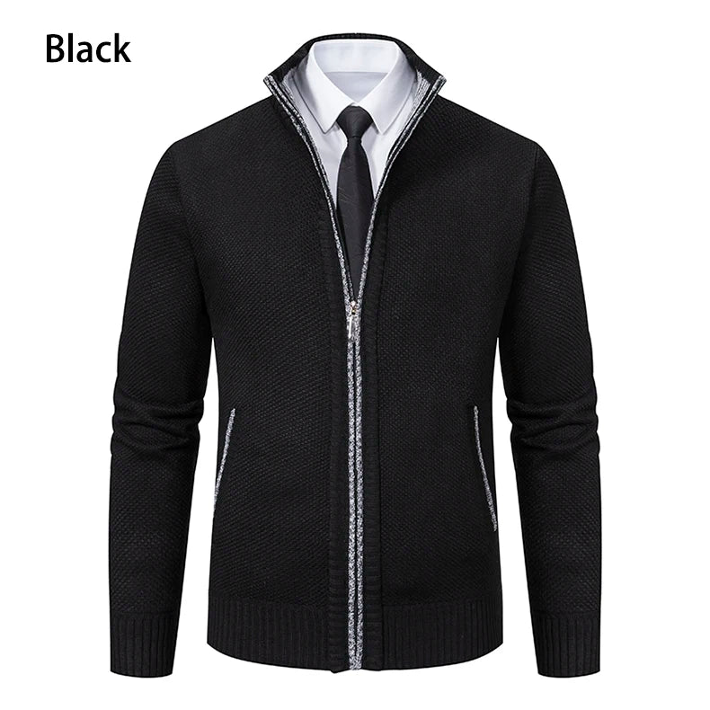 Autumn And Winter New Jersey Men's Casual Sports Coat Solid Color Stand Collar