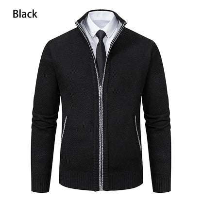 Autumn And Winter New Jersey Men's Casual Sports Coat Solid Color Stand Collar