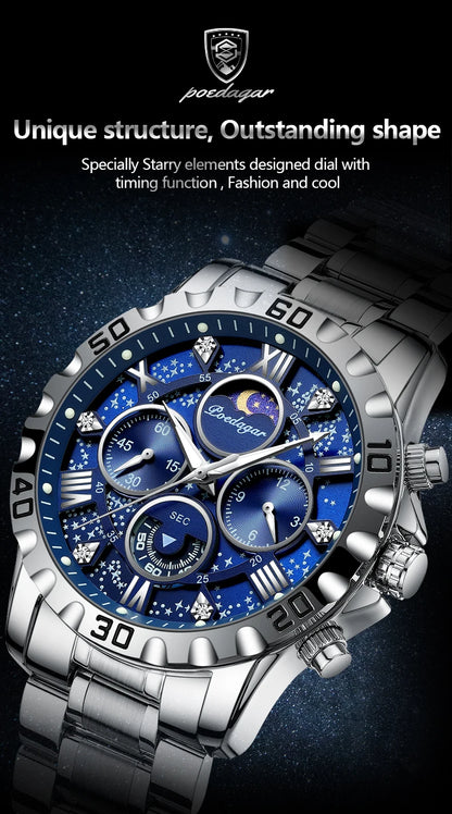 POEDAGAR Luxury Watch for Man Quartz Sports Men Watch Waterproof Luminous