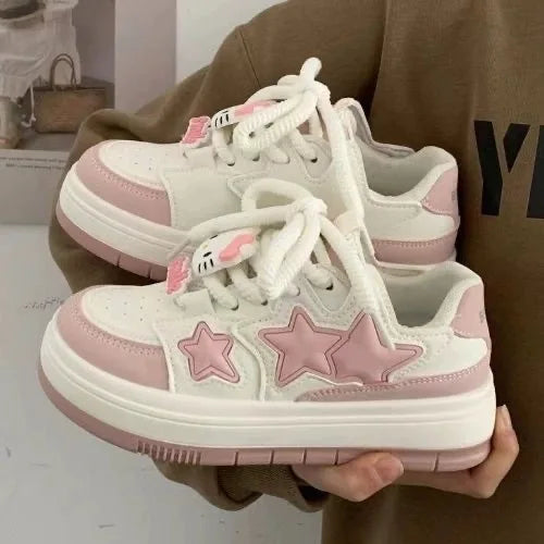 New Korean Shoes Kawaii Pink Platform Sneakers Women Vintage Vulcanize Spring