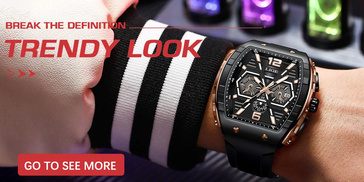 2024 New Mens Watches LIGE Top Brand Luxury Leather Casual Quartz Watch