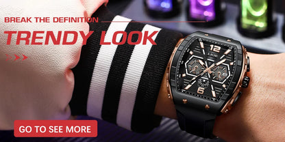 2024 New Mens Watches LIGE Top Brand Luxury Leather Casual Quartz Watch