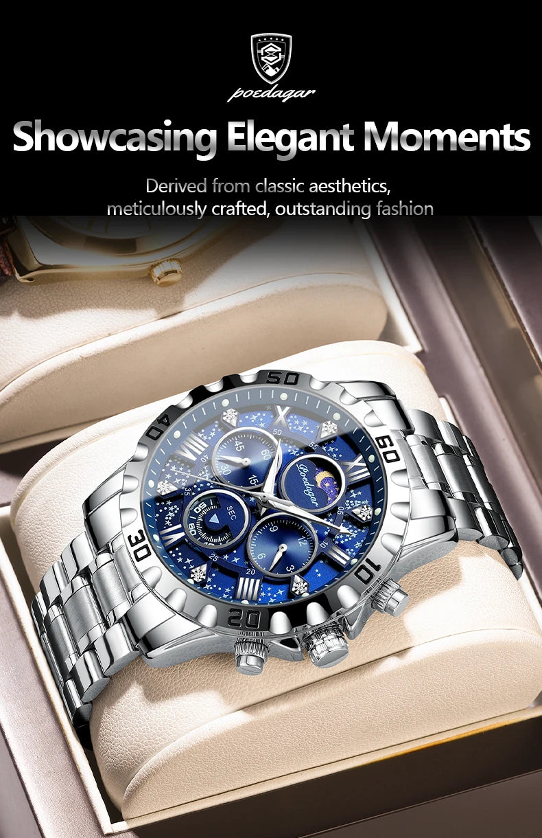 POEDAGAR Luxury Watch for Man Quartz Sports Men Watch Waterproof Luminous