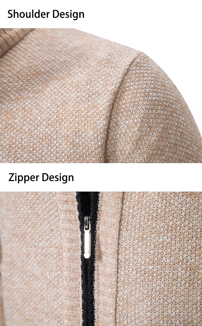 Autumn And Winter New Jersey Men's Casual Sports Coat Solid Color Stand Collar