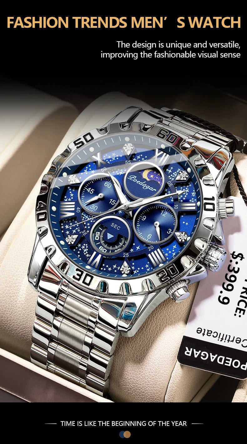 POEDAGAR Luxury Watch for Man Quartz Sports Men Watch Waterproof Luminous