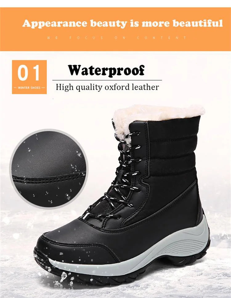 Winter Shoes Waterproof Boots Women Snow Boots Plush Warm Ankle Boots For Women