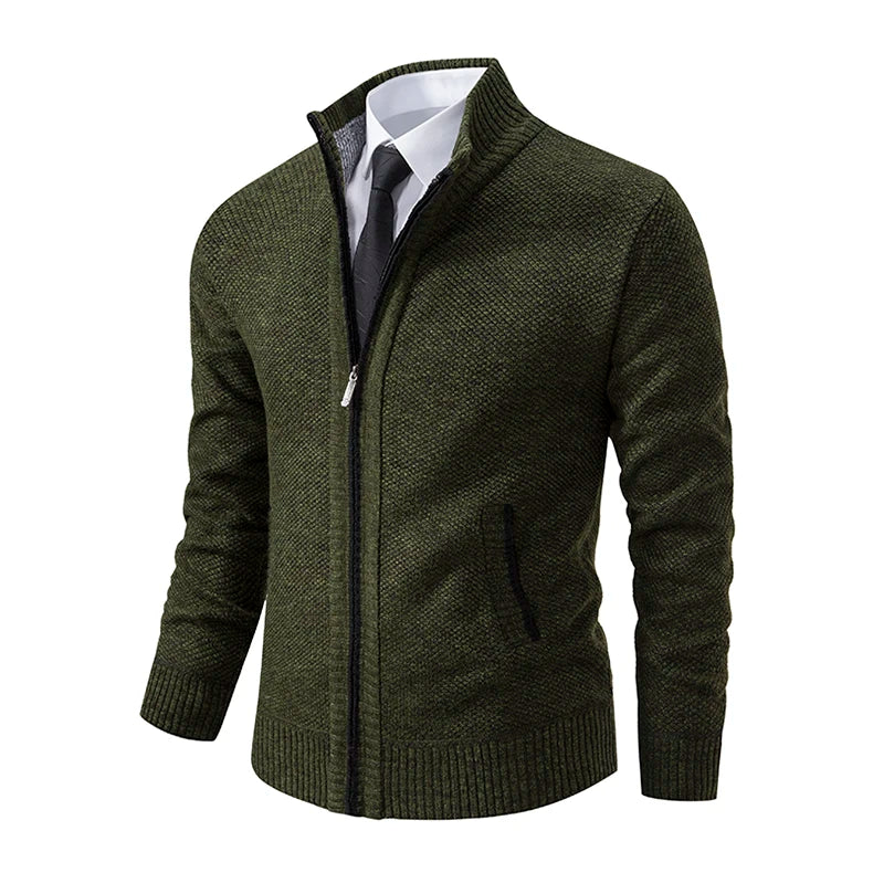 Autumn And Winter New Jersey Men's Casual Sports Coat Solid Color Stand Collar