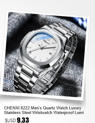 CHENXI 8222 Men's Quartz Watch Luxury Stainless Steel Wristwatch Waterproof