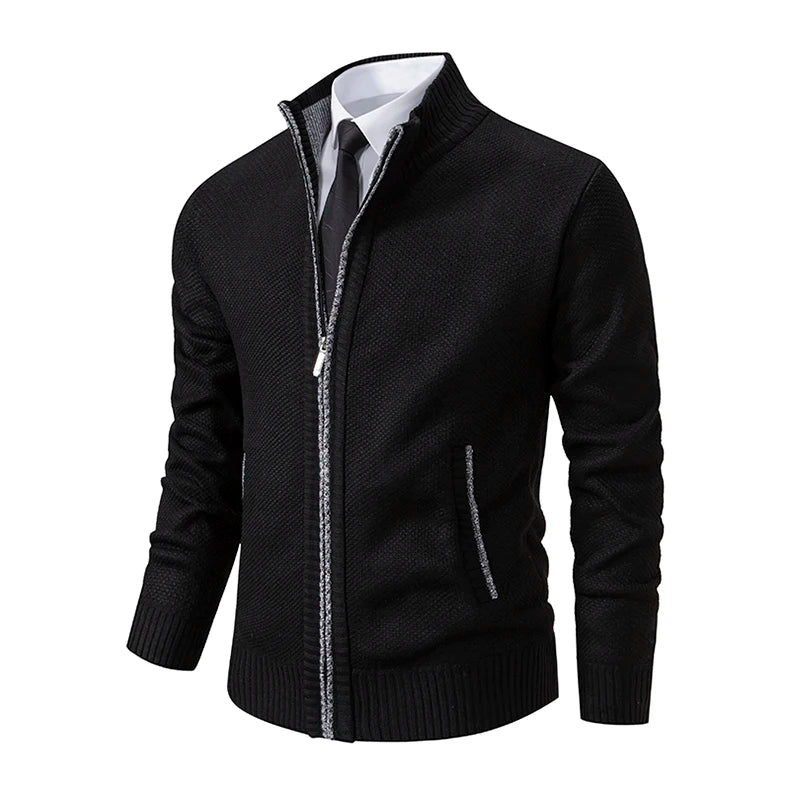 Autumn And Winter New Jersey Men's Casual Sports Coat Solid Color Stand Collar
