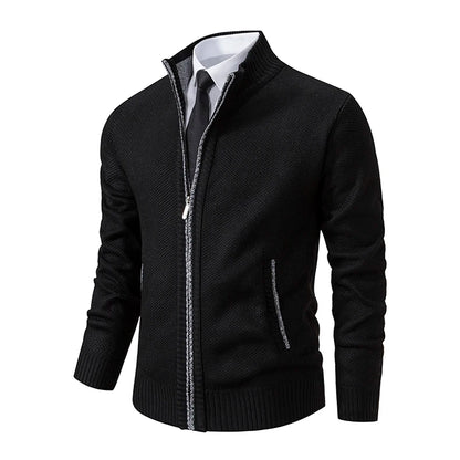 Autumn And Winter New Jersey Men's Casual Sports Coat Solid Color Stand Collar