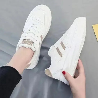 New Women Casual Walking Shoes Summer Flat Lace Up Leather High Quality Sneakers