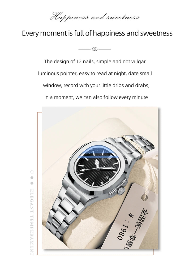 CHENXI 8222 Men's Quartz Watch Luxury Stainless Steel Wristwatch Waterproof