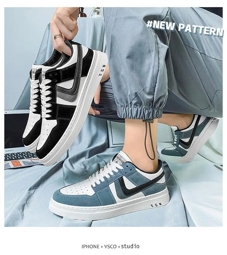 2024 Spring/Summer New Men's Fashion Casual Board Shoes Color Blocking Lace Up
