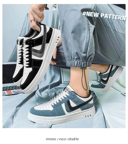 2024 Spring/Summer New Men's Fashion Casual Board Shoes Color Blocking Lace Up