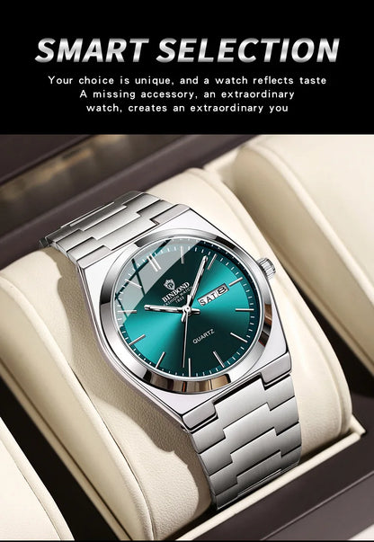 UTHAI Men Watch Light Luxury Brand Stainless Steel Double Calendar Waterproof Male