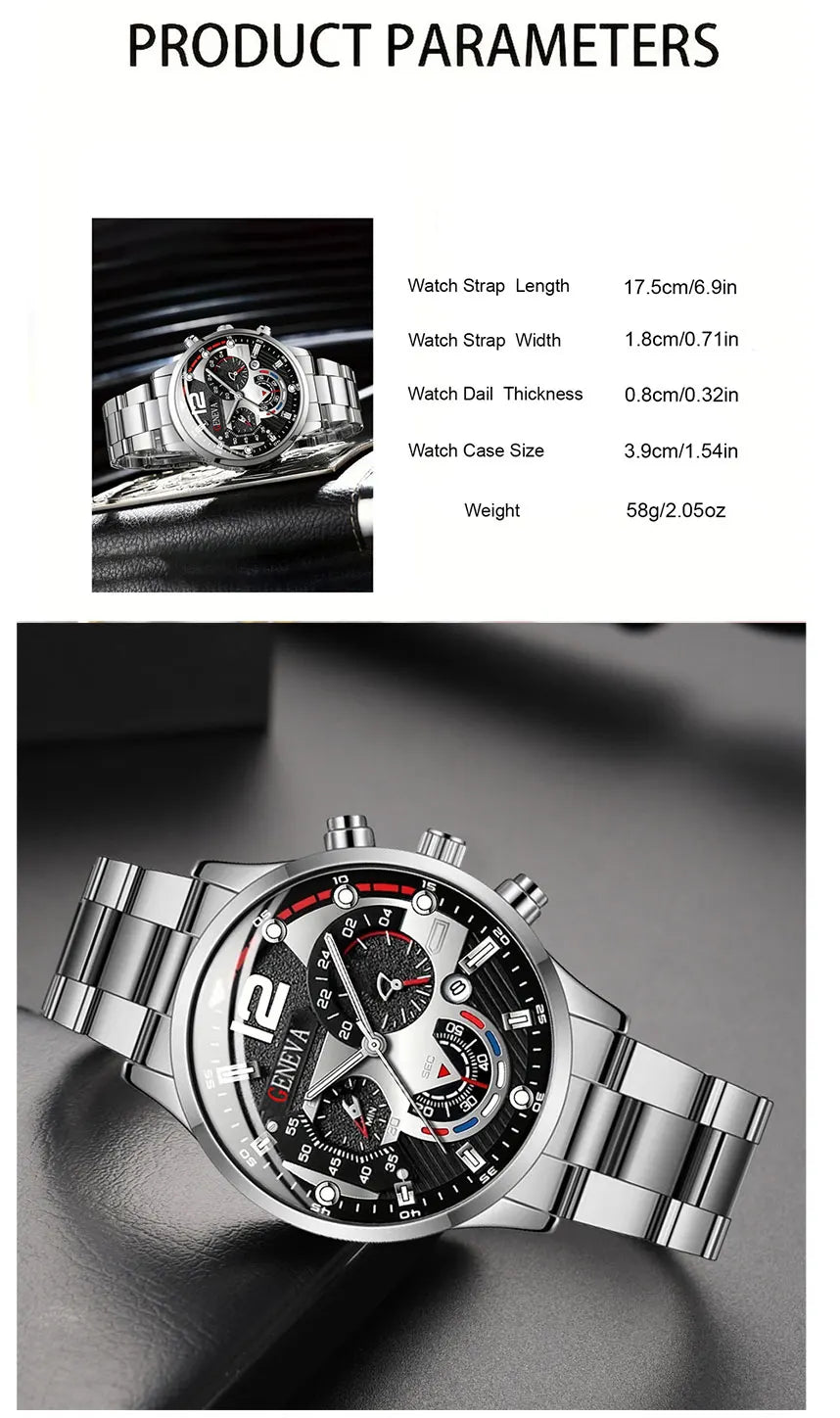 New Hot Watches Fashion Men Stainless Steel Watch Luxury Calendar Quartz
