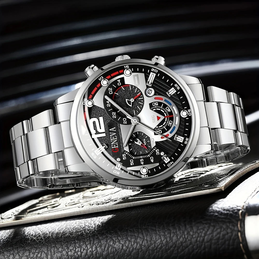 New Hot Watches Fashion Men Stainless Steel Watch Luxury Calendar Quartz