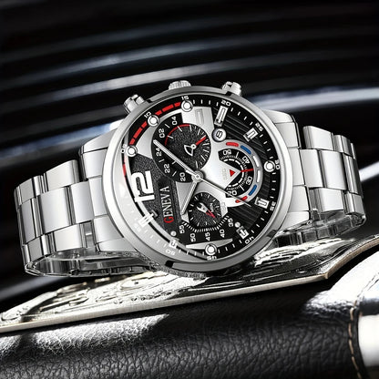 New Hot Watches Fashion Men Stainless Steel Watch Luxury Calendar Quartz