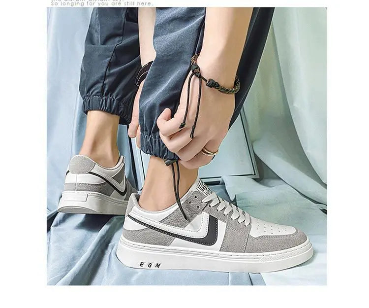 2024 Spring/Summer New Men's Fashion Casual Board Shoes Color Blocking Lace Up