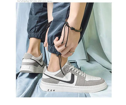 2024 Spring/Summer New Men's Fashion Casual Board Shoes Color Blocking Lace Up