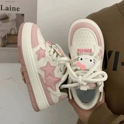 New Korean Shoes Kawaii Pink Platform Sneakers Women Vintage Vulcanize Spring