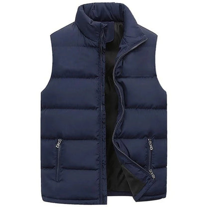 Mens Vest Jacket Warm Sleeveless Jackets Winter Waterproof Zipper Coat Autumn