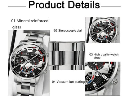 New Hot Watches Fashion Men Stainless Steel Watch Luxury Calendar Quartz