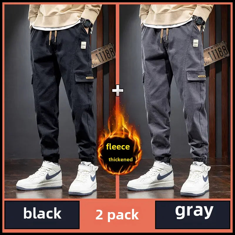 Thickened Fleece-lined Men's Winter Pants New Style Casual Loose Fit Trendy