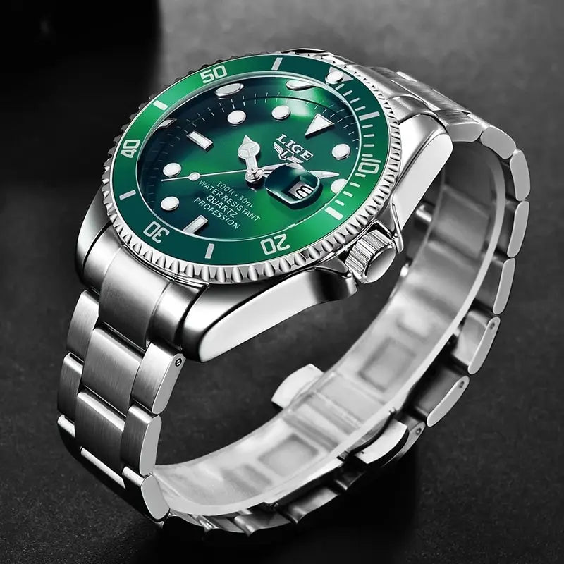 LIGE Top Brand Luxury Fashion Diver Watch Men 30ATM Waterproof Date Clock