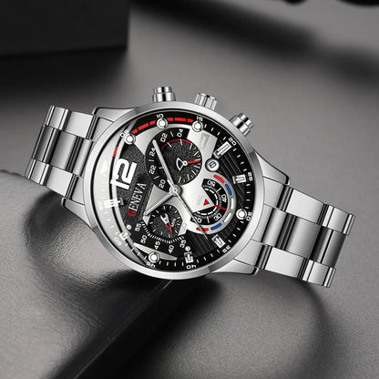 New Hot Watches Fashion Men Stainless Steel Watch Luxury Calendar Quartz