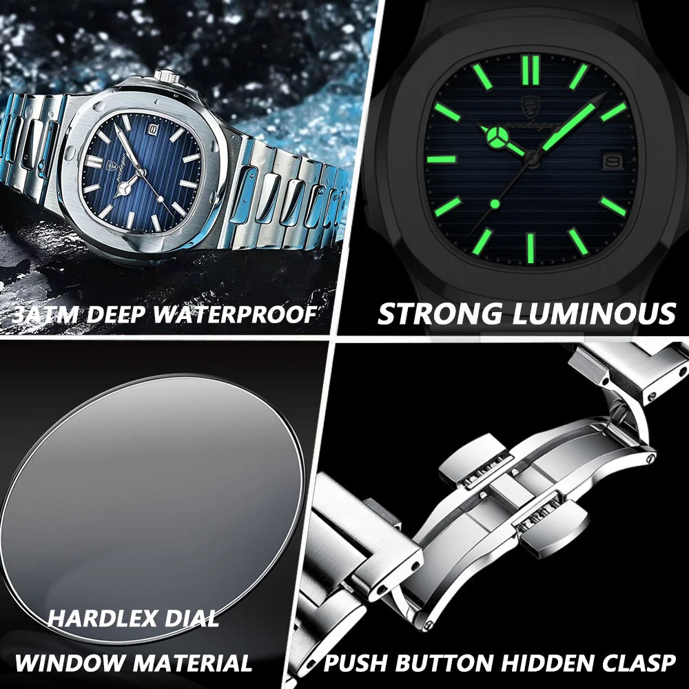 2023 New POEDAGAR Luxury Watch Business Waterproof Male Clock Luminous Date