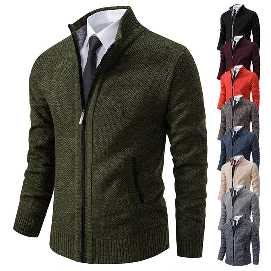 Autumn And Winter New Jersey Men's Casual Sports Coat Solid Color Stand Collar