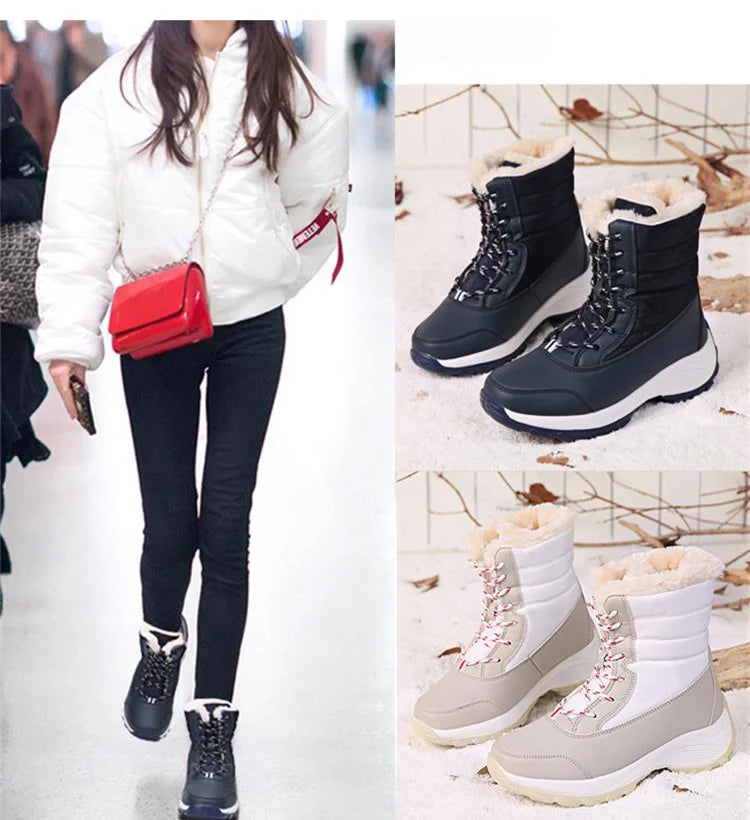 Winter Shoes Waterproof Boots Women Snow Boots Plush Warm Ankle Boots For Women