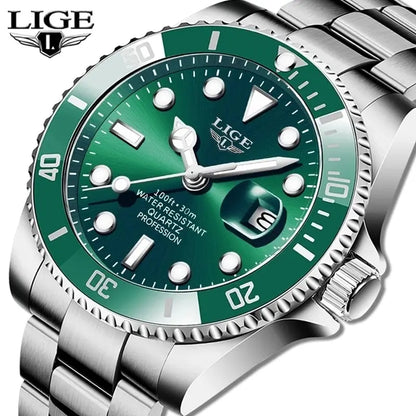 LIGE Top Brand Luxury Fashion Diver Watch Men 30ATM Waterproof Date Clock