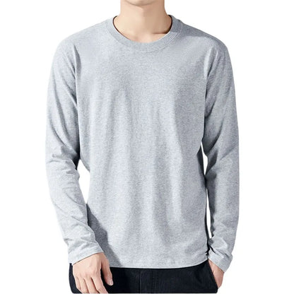 T Shirt For Men Cotton Long Sleeve T-shirts Solid Color Men's Clothing Full