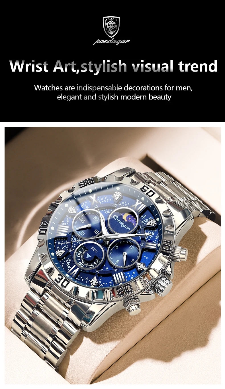 POEDAGAR Luxury Watch for Man Quartz Sports Men Watch Waterproof Luminous