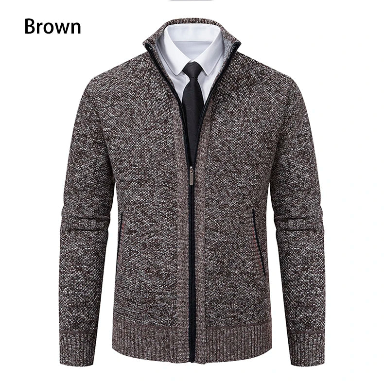 Autumn And Winter New Jersey Men's Casual Sports Coat Solid Color Stand Collar