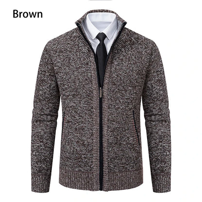 Autumn And Winter New Jersey Men's Casual Sports Coat Solid Color Stand Collar